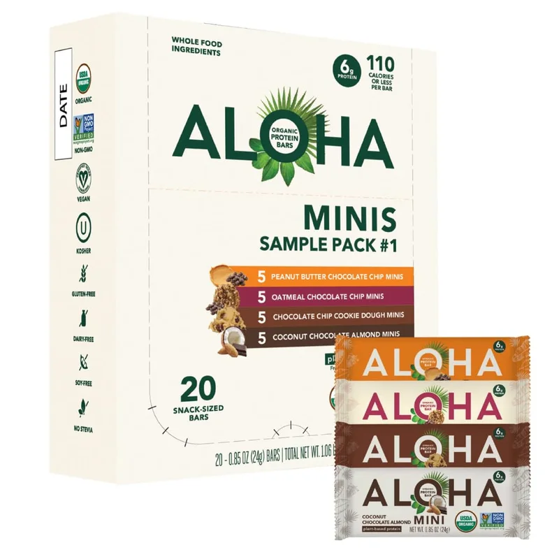 ALOHA Organic Protein Bar MINIS — Variety, 20 × 24g